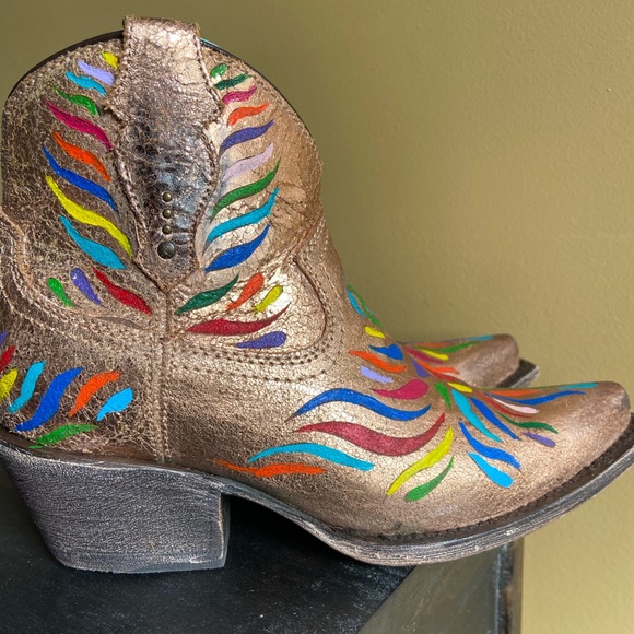 Corral Gold Genuine Leather Laser Hand Painted Cowboy Boots. FREE SHIPPING - Picture 2 of 13